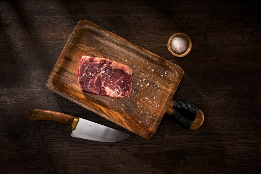 First Light Wagyu Ribeye on a board